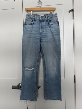 H&M Light Blue Women's Boot Cut Jeans with Distressed Knee